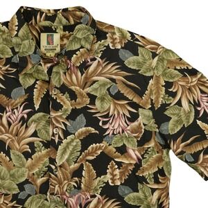 Tori Richard Hawaiian Shirt Mens Small Black Floral Tropical Button Cotton Lawn